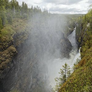 Der Canyon des Wasserfalls Hällingsåfallet an der schwedischen "Wilderness-Road"