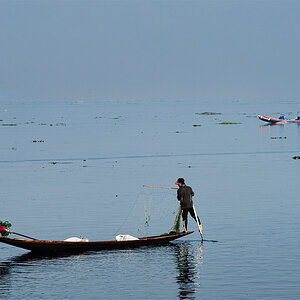 Einbeinfischer auf dem Inlesee