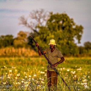 Fischer auf dem Okavango