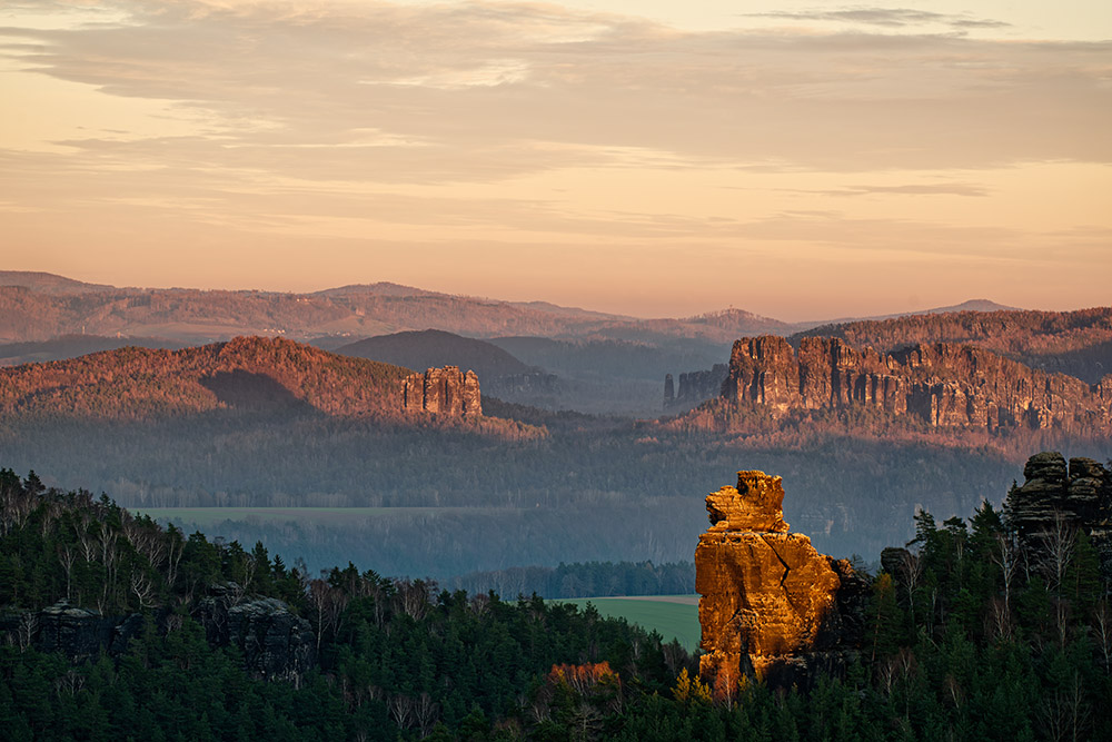 Abendlicht im Elbsandsteingebirge