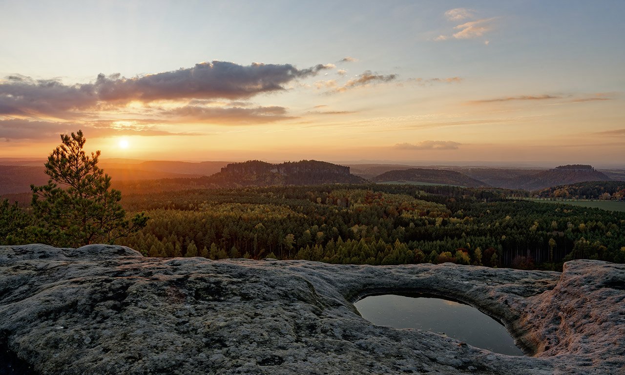 Abendlicht im Elbsandsteingebirge
