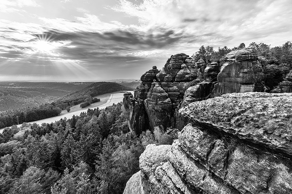 Elbsandsteingebirge schwarzweiß IV