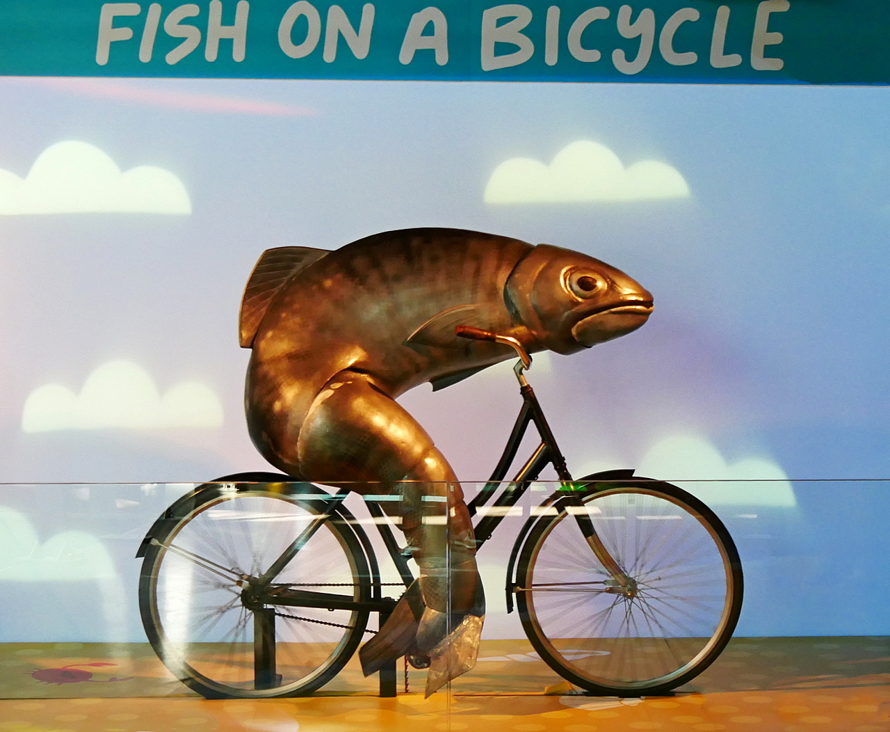 Fish on a bicycle