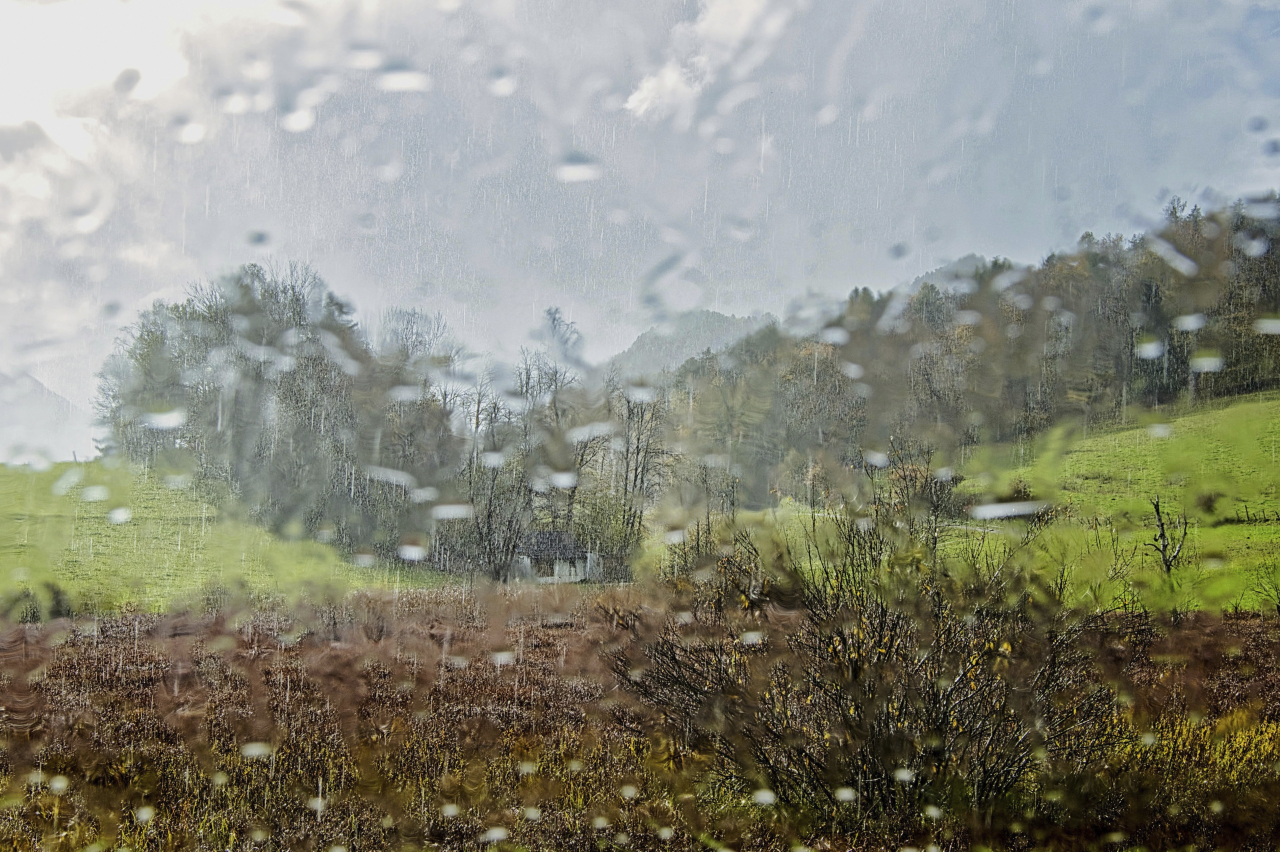 Landschaft im Regen