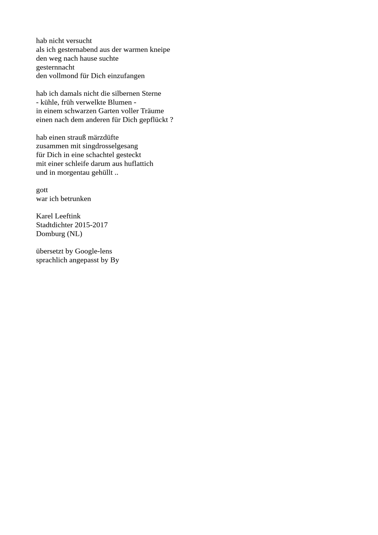 Poesie - übersetzt : Einwirken lassen