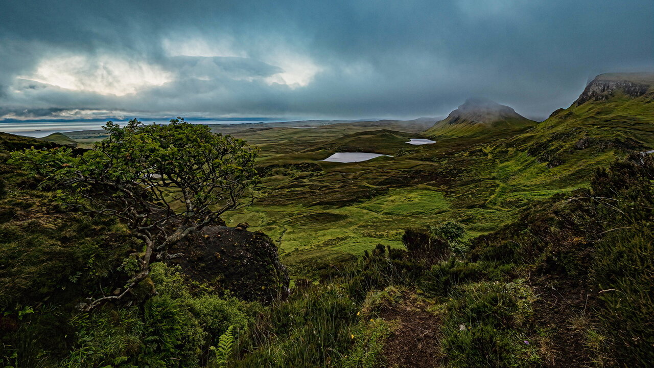 Tagesanbruch in Quiraing, Schottland